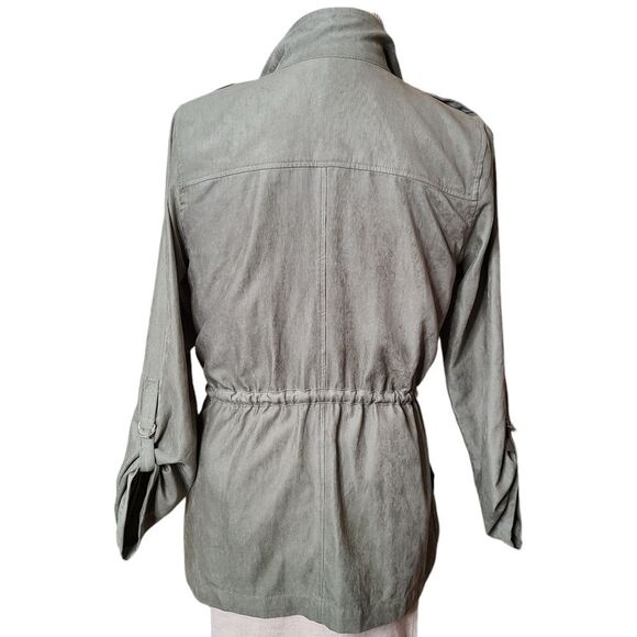 STACCATO Size Small Olive Green Funnel Neck Lightweight Utility Jacket Gorpcore - Picture 2 of 11